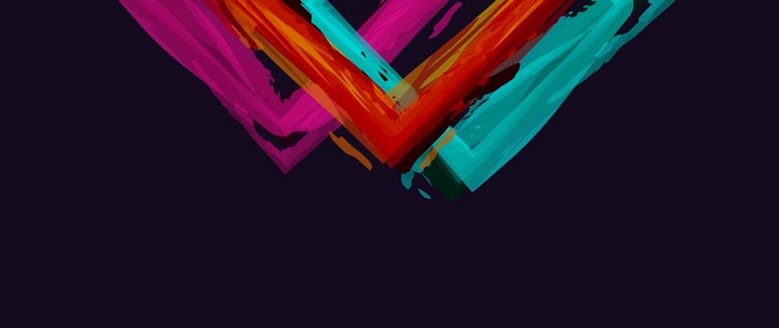 Abstract colorful brush strokes on purple background