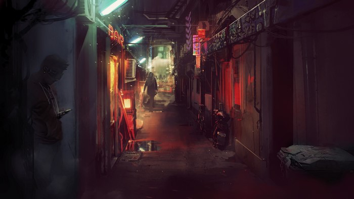 4K Cyberpunk Futuristic City Alley Concept Art