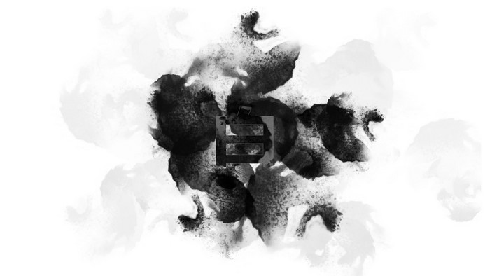Abstract ink splash with Japanese character
