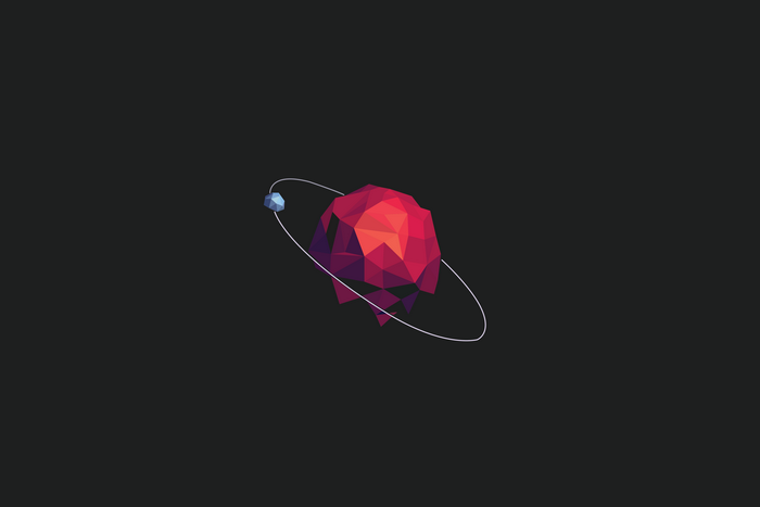 Low poly planet with moon in space
