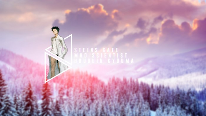 Okabe Rintarou from Steins;Gate in a snowy landscape