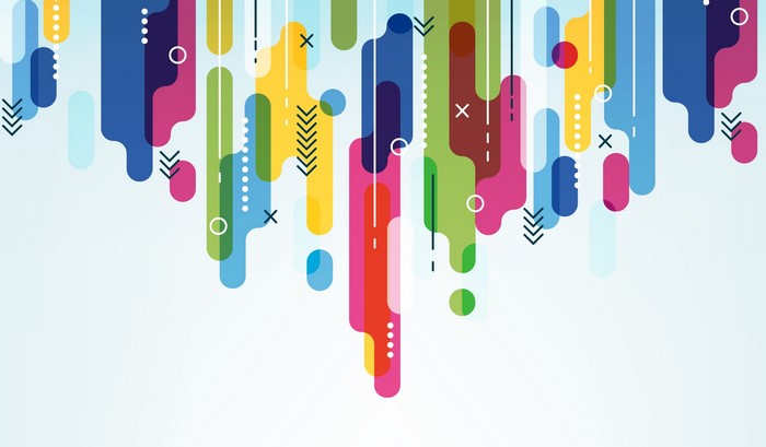 Abstract colorful rounded shapes with geometric patterns