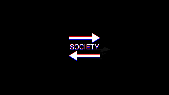 Society text with opposing arrows