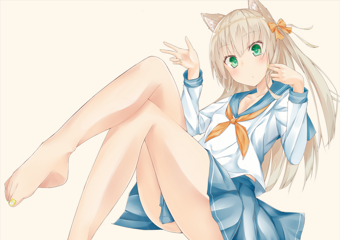 Anime girl with blonde hair and cat ears