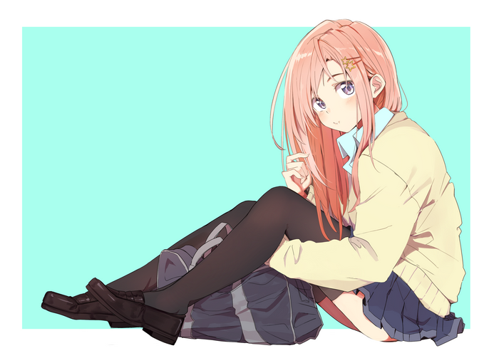 Anime girl with pink hair in school uniform