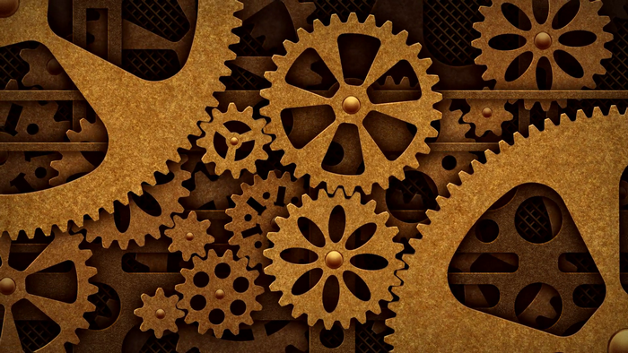 Steampunk gears and grid pattern