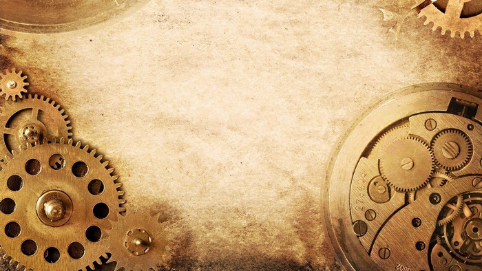 Steampunk clockwork gears and mechanisms on parchment