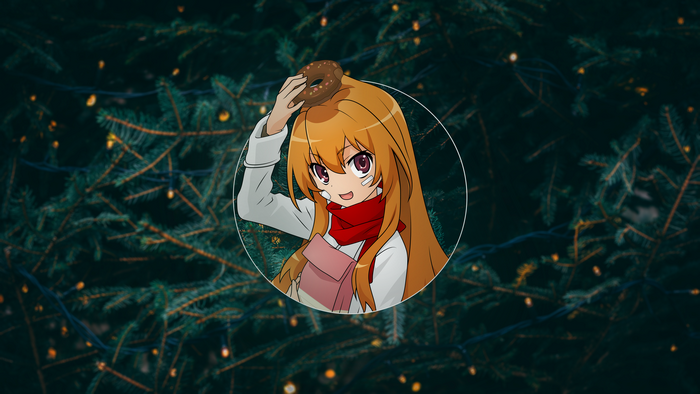 Taiga Aisaka from Toradora! with a donut