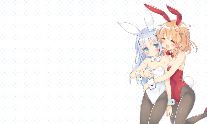 Kafuu Chino and Hoto Kokoa from Gochuumon wa Usagi Desu ka? in bunny suits