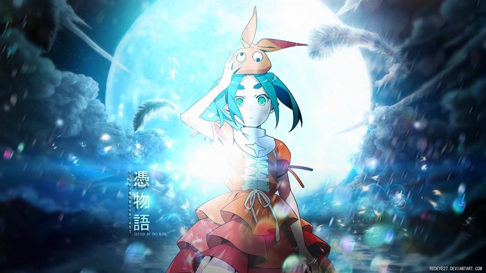 Ononoki Yotsugi from Monogatari Series under the Moon