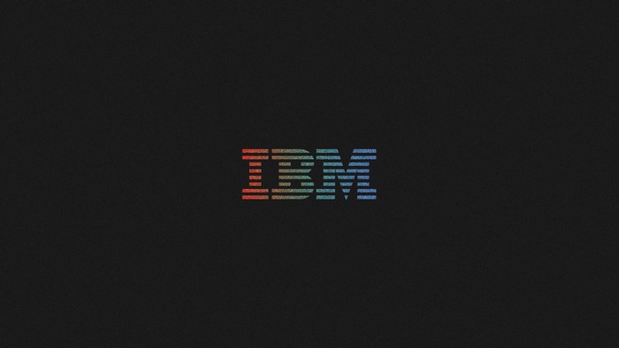 IBM logo with rainbow stripes on black background