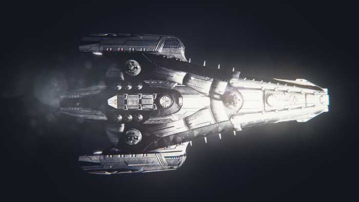 Spaceship from Everspace in space