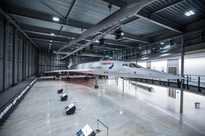 British Airways Concorde aircraft in a museum hangar