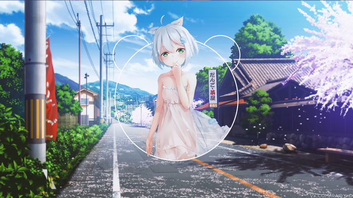 Anime girl with cat ears in a dress