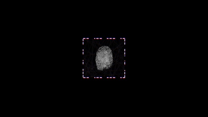Fingerprint scan on black background