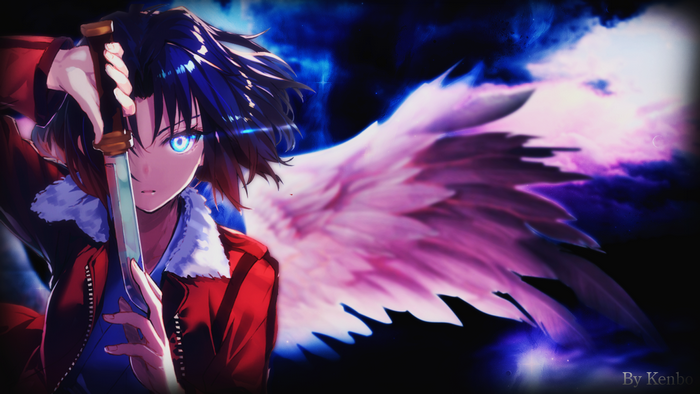 Ryougi Shiki from Kara no Kyoukai with Angel Wings