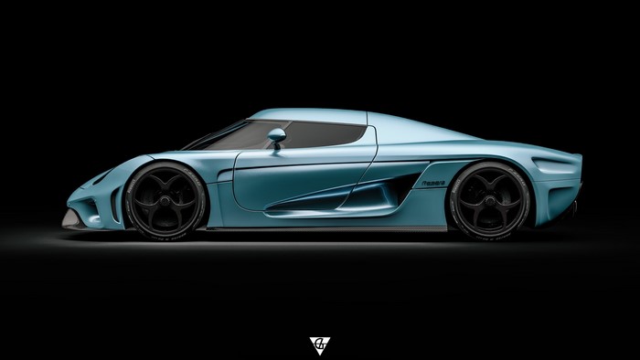 Koenigsegg Regera hypercar in a side view