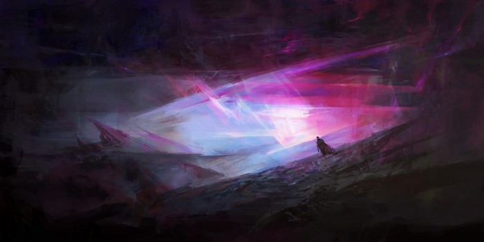 Abstract landscape with a lone figure