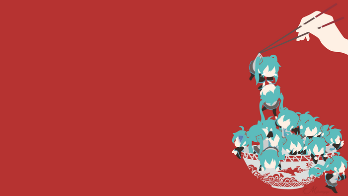 Chibi Hatsune Miku characters in a bowl of ramen