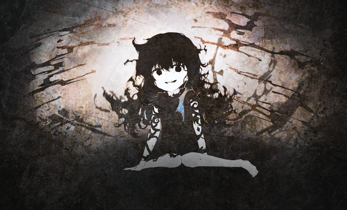 Anime girl with dark hair and tribal markings