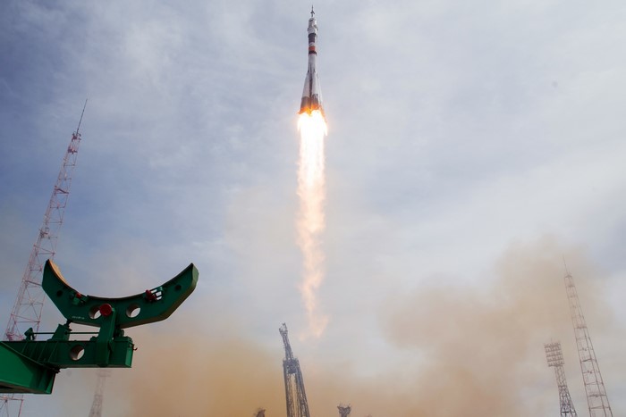 Soyuz rocket launch from Baikonur Cosmodrome