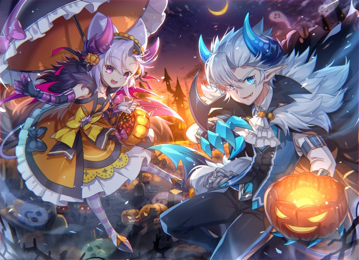 Capura.L Halloween characters with pumpkins