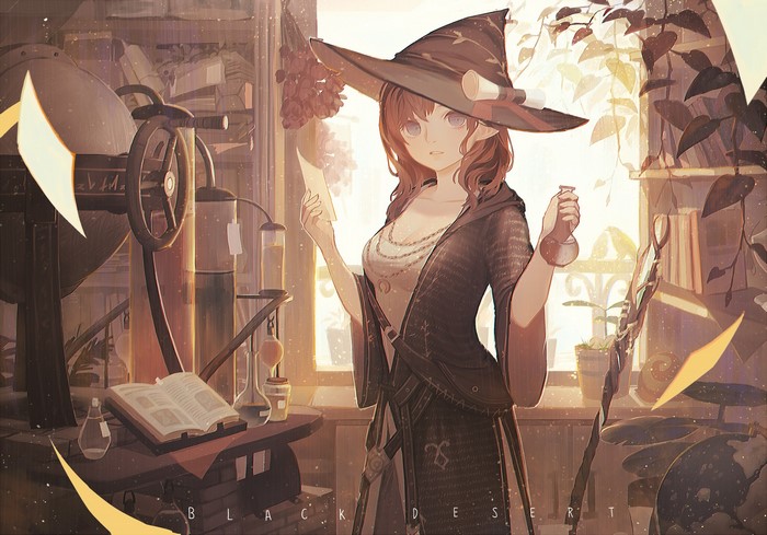 Witch from Black Desert Online in a laboratory