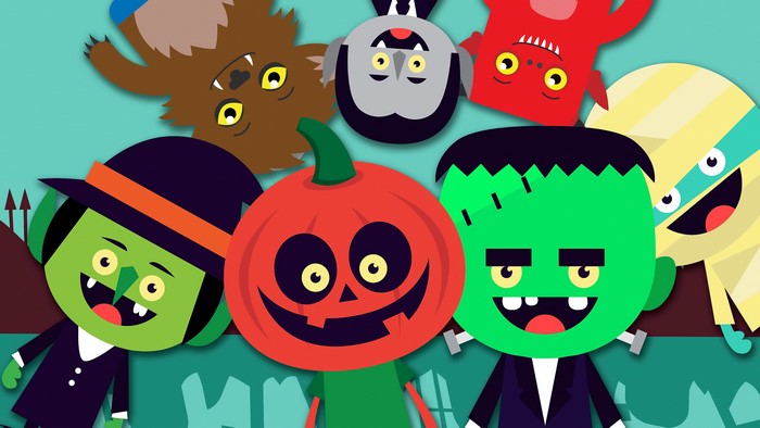Halloween monsters in minimalist fantasy art