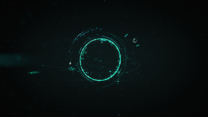 Abstract digital art with glowing circular interface