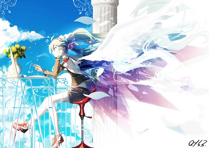Hatsune Miku from Vocaloid with Angelic Wings