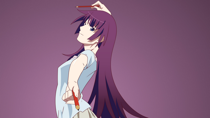 Senjougahara Hitagi from Monogatari Series with purple hair