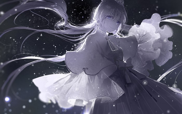 Anime girl with long hair and blue eyes
