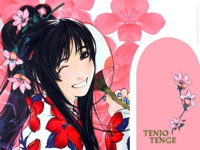 Anime girl with flowers in hair from Tenjou Tenge