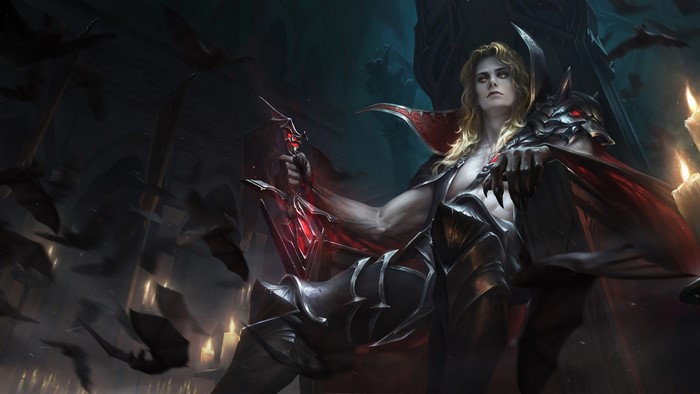 Vampire lord with sword and bats