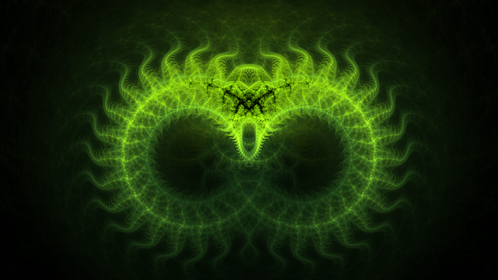 Green fractal abstract symmetrical digital art