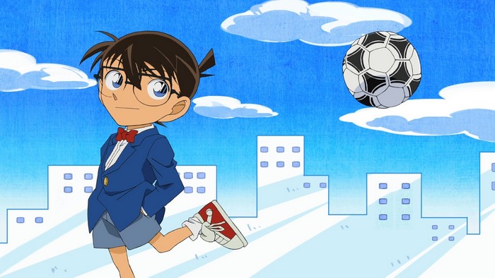 Conan Edogawa from Detective Conan with a soccer ball