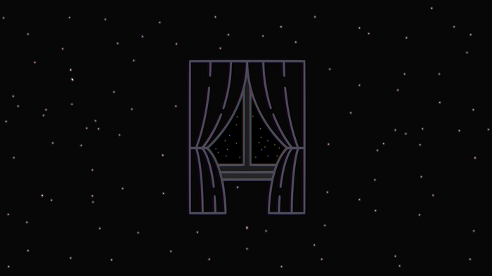 Minimalist window with stars on black background