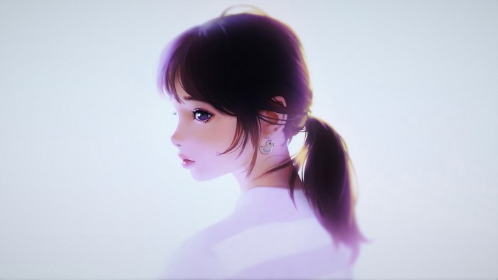 Anime girl with ponytail by Ilya Kuvshinov