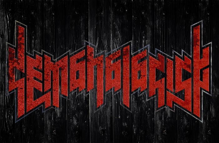 Thrash Metal Band Logo on Black Wood
