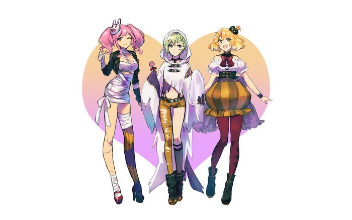Anime girls in Halloween costumes