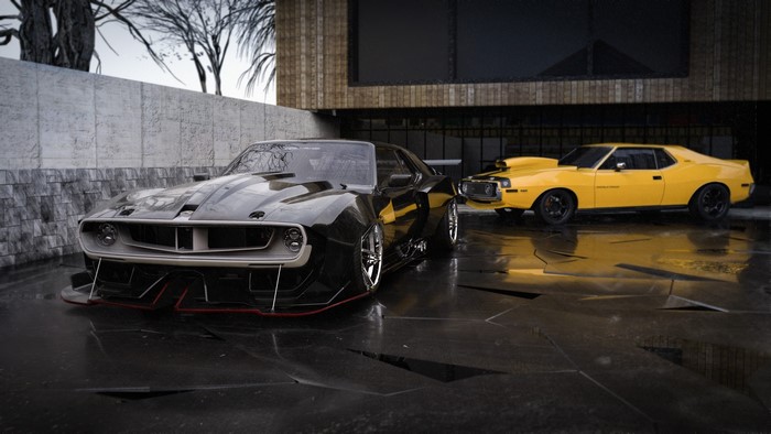 Black and yellow muscle cars by Rostislav Prokop
