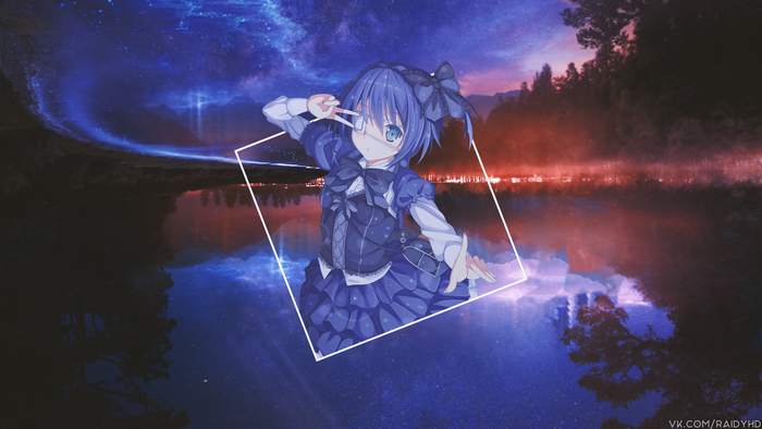 Anime girl with blue hair and eye patch
