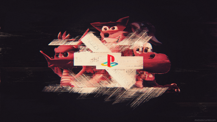 Crash Bandicoot and Spyro the Dragon with PlayStation logo