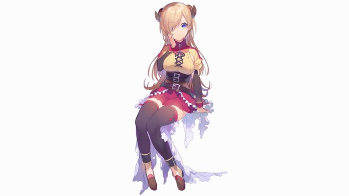 Anime girl with horns and blue eyes