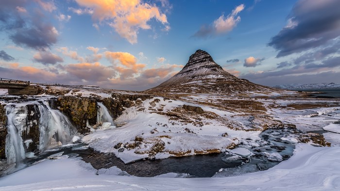 4K Iceland Landscape with Kirkjufell Mountain and Waterfall