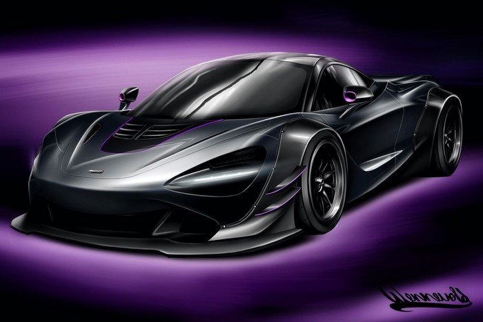 Artwork of a custom McLaren 720S with purple accents