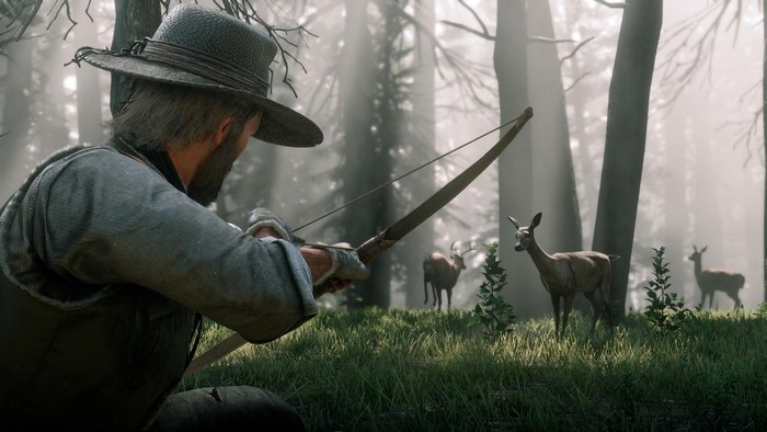 4K Red Dead Redemption 2 Man Hunting Deer
