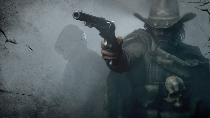 Man with gun and skull from Hunt Showdown