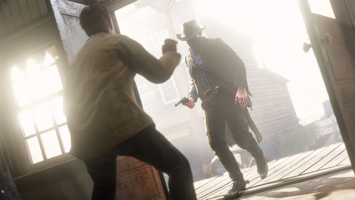 Red Dead Redemption 2: Arthur Morgan in a standoff
