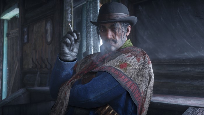 Javier Escuella from Red Dead Redemption 2 smoking
